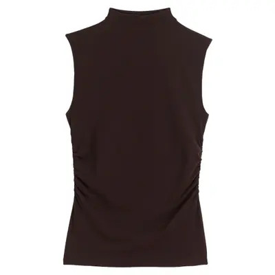 Madewell Ruched Mock Neck Sleeveless Top in Molasses at Nordstrom, Size Medium | Nordstrom