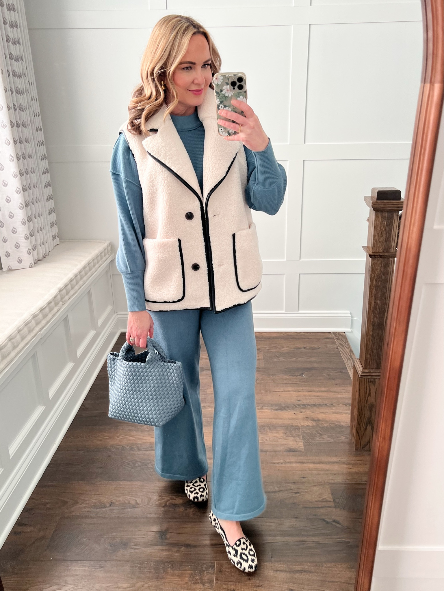 My Sherpa faux leather trimmed vest is on major sale right now! Regular price $150. Now on sale for $48! I’m wearing a size medium. Also wearing a medium in this blue Amazon sweater set  

#LTKOver40 #LTKSaleAlert