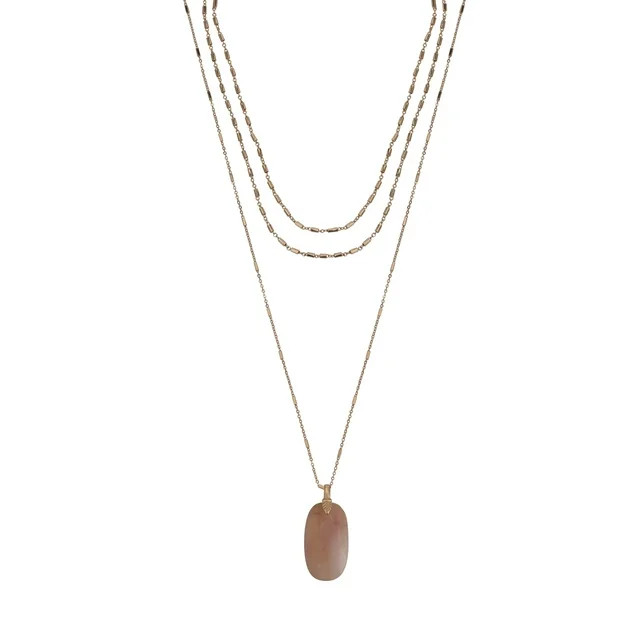 The Pioneer Woman - Women's Jewelry, Gold-tone Layered Chain and Semi-precious Stone Pendant Neck... | Walmart (US)