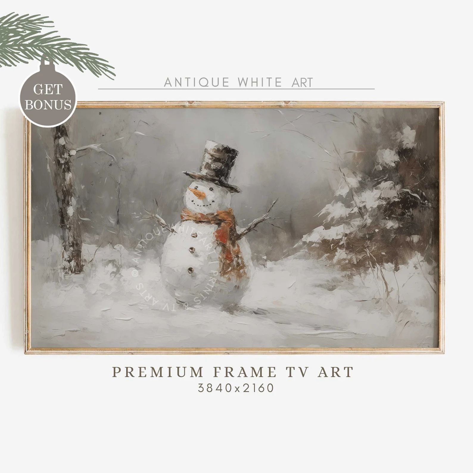 Snowman Samsung Frame TV Art Vintage Christmas Painting - Etsy | Etsy (US)
