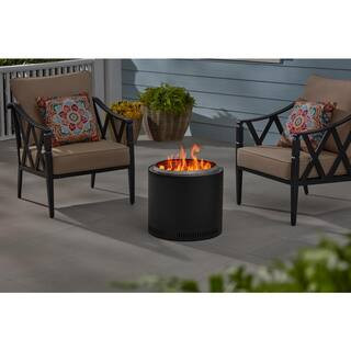 19 in. Outdoor Stainless Steel Wood Burning Black Matte Low Smoke Fire Pit | The Home Depot