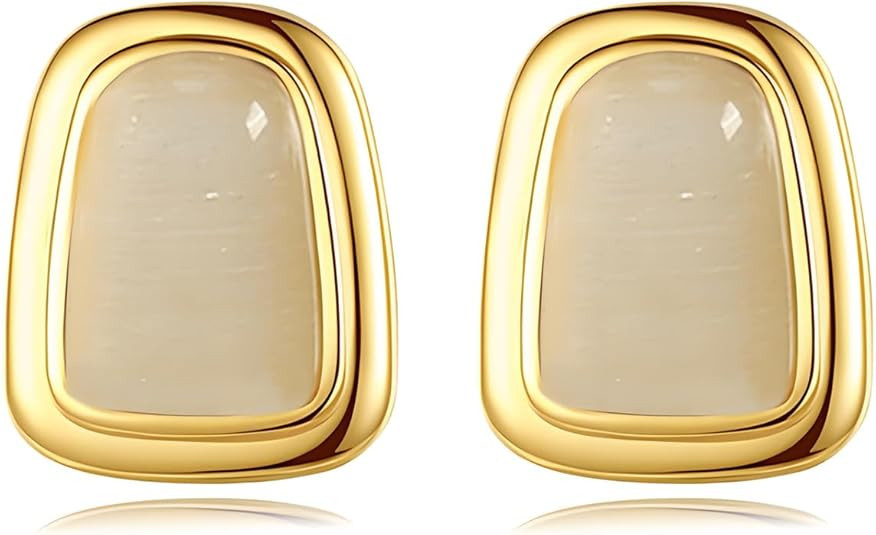 Chunky Gold Square Earrings for Women Boho Vintage Geometric Stone Earrings Big Square Earrings S... | Amazon (US)