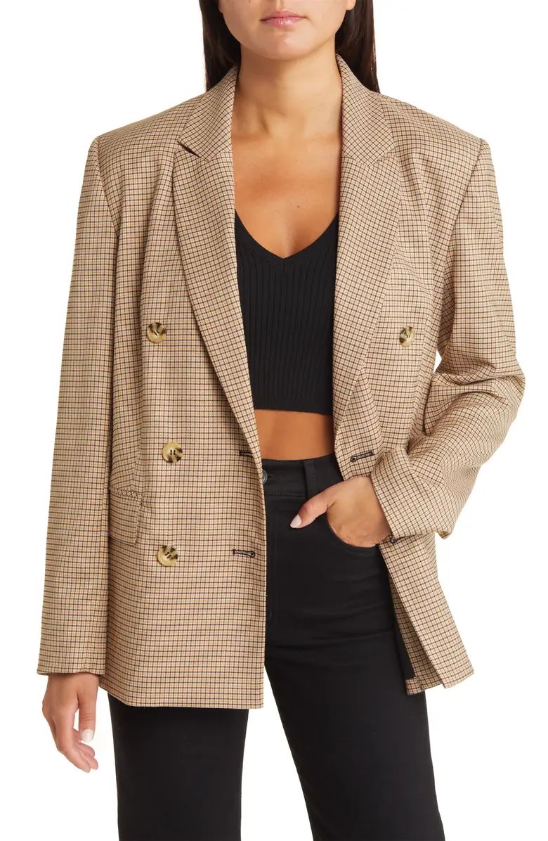 WAYF Newton Check Double Breasted Blazer | Nordstrom | Nordstrom
