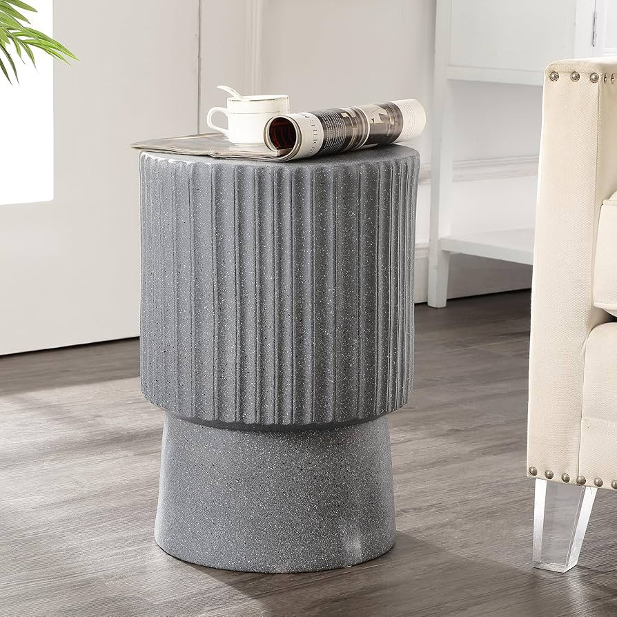 JONATHAN Y TBL1102A Louisa 19" Modern Art Deco Tambour Indoor/Outdoor Accent Table Minimalist, Co... | Amazon (US)