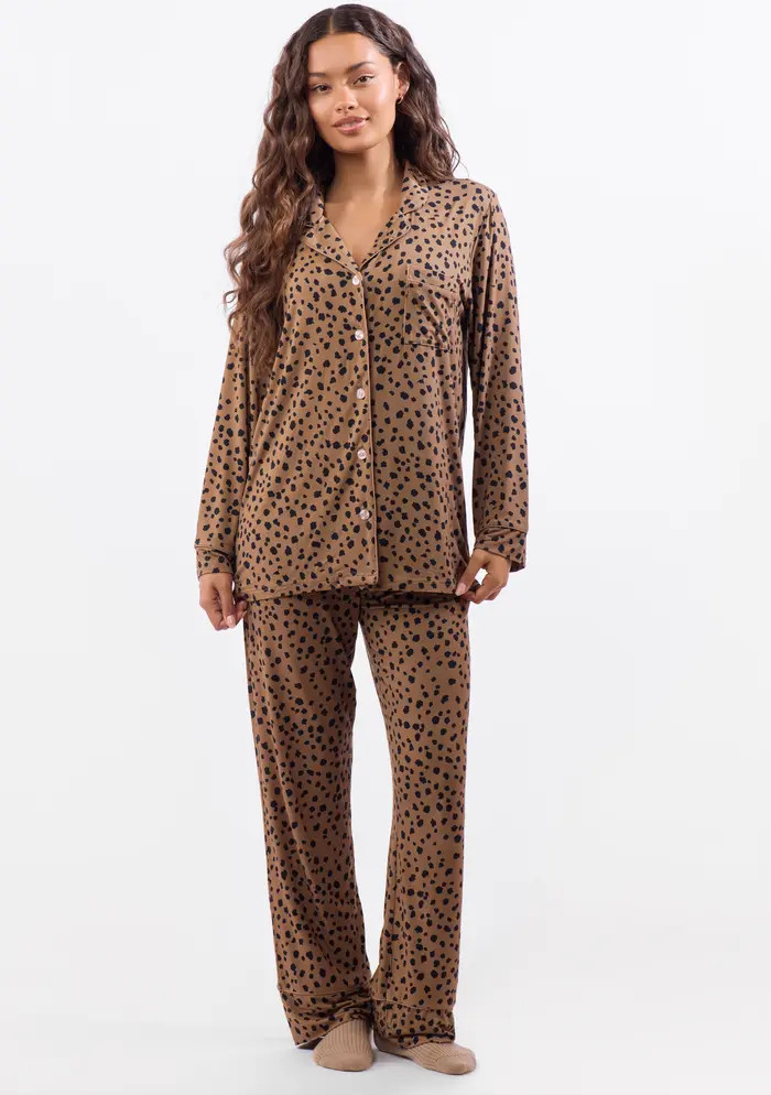A Leopard Doesn't Change Its Spots Long Pajama Set | Nordstrom