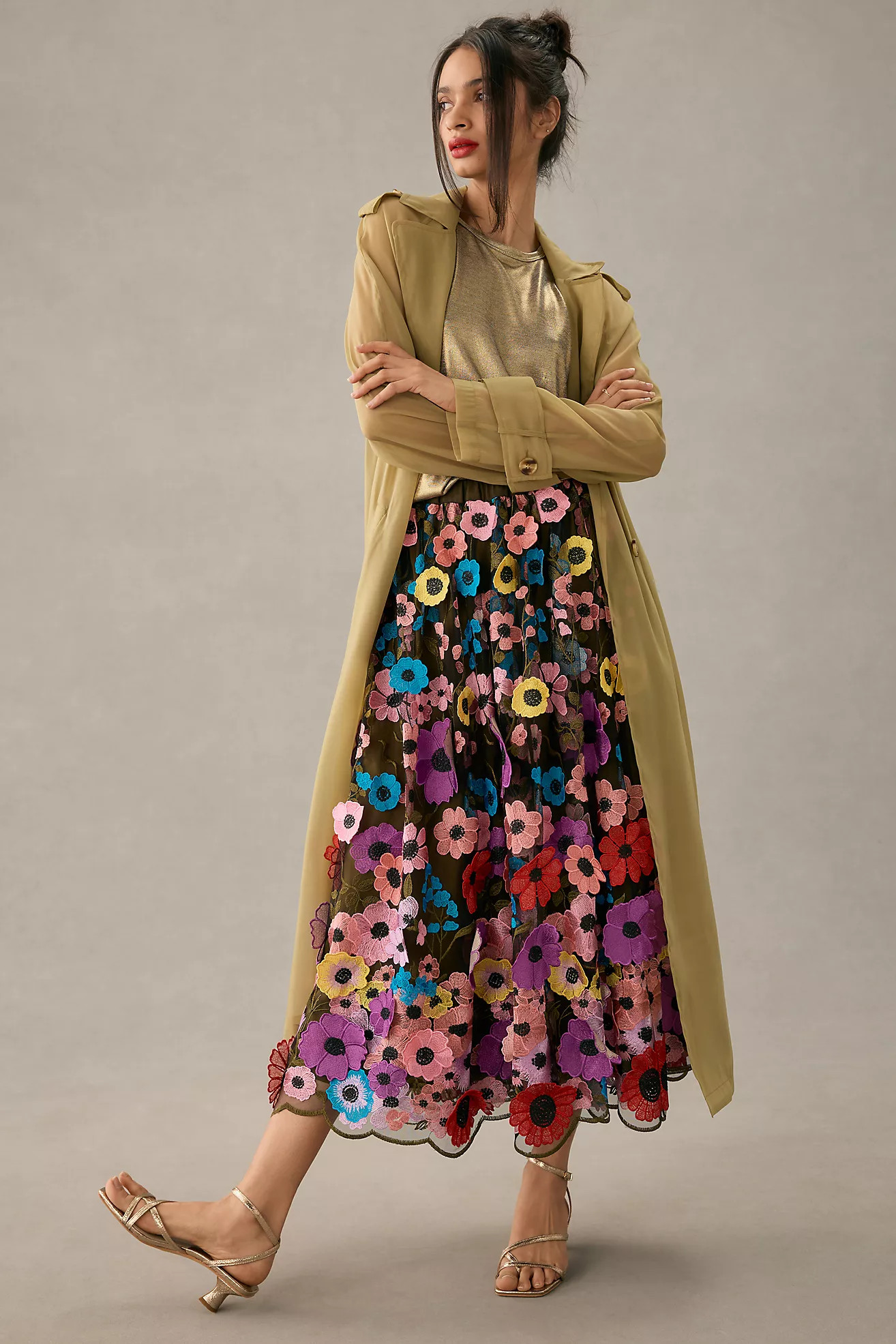 Maeve Floral Appliqué Skirt | Anthropologie (US)