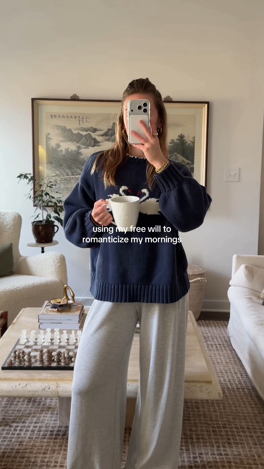 1/21/26 Aesthetic morning routine at home 🤍 Wearing my Princess Polly swan sweater with my Abercrombie lounge pants, starting the day slow with coffee made in my Amazon pour-over and enjoying our cozy living room setup. Simple, calm, and grounding — exactly how I like my mornings.

#LTKselfcare #LTKHome #LTKmorningroutine