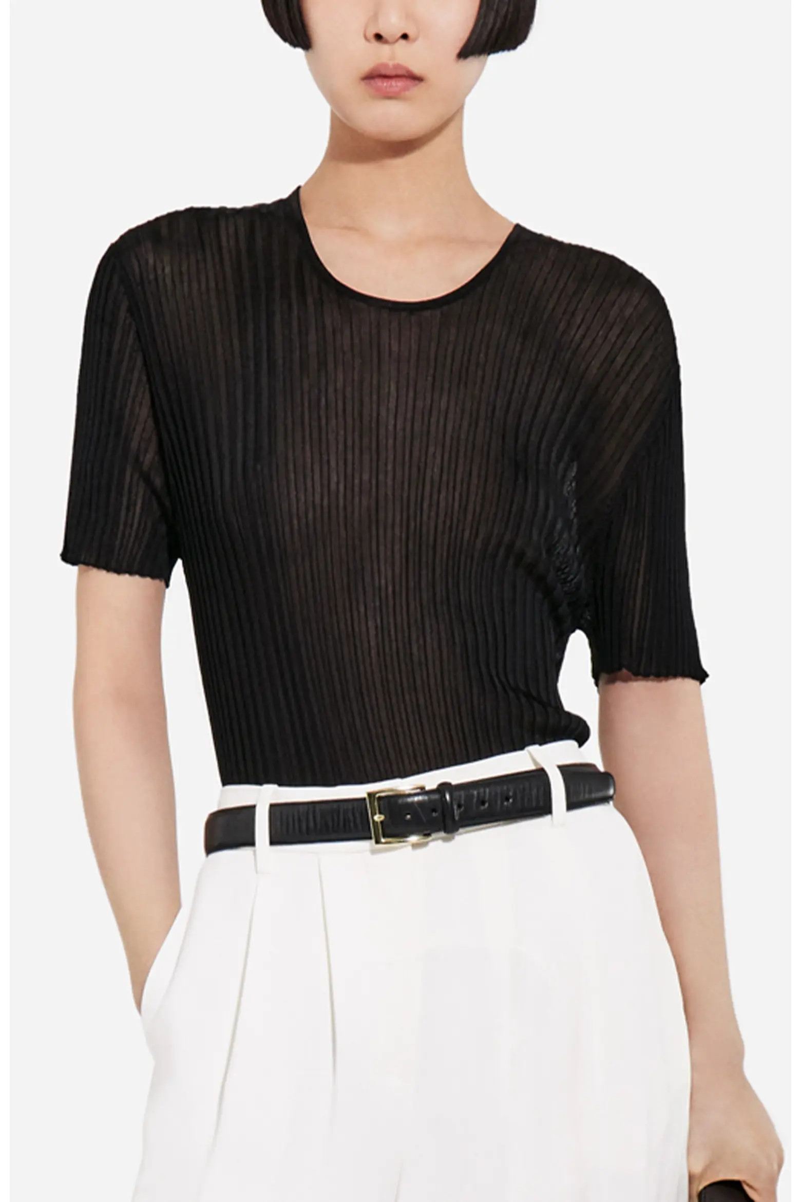 Sheer Rib T-Shirt in Viscose (Women) | Nordstrom | Nordstrom