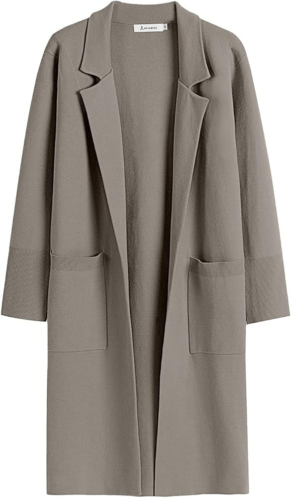 ANRABESS Cardigan for Women Oversized Open Front Sweater Coat Long Sleeve Lapel Blazer Jacket Fall O | Amazon (US)