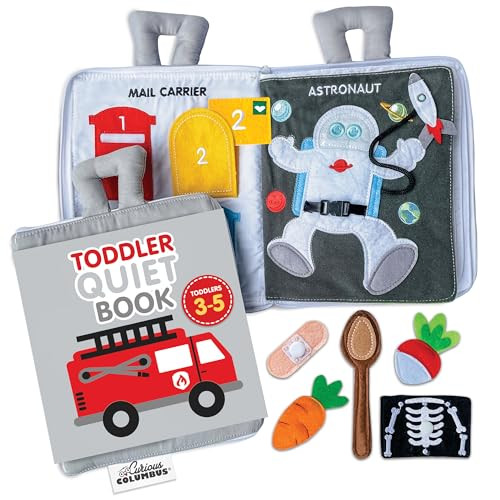 Curious Columbus Quiet Book Fabric Busy Book for Toddlers 3-5 - Airplane Toddler Travel Toys for ... | Amazon (US)
