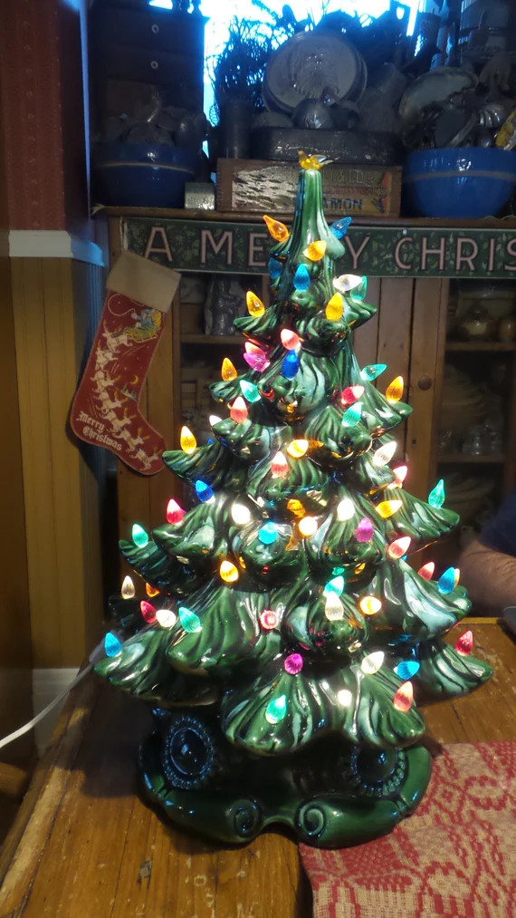 Vintage 16 Lighted CERAMIC CHRISTMAS TREE Green Works | Etsy | Etsy (US)