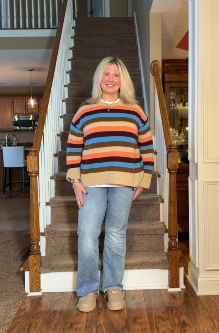 Gorgeous striped cashmere sweater! LOVE THIS SO MUCH!!! Size XL.  I could have also done an XXL for a slightly baggier look. The jeans are 16 Tall. White shirt is XXL. Snug fit.

 

#LTKPlusSize #LTKTall #LTKMidsize