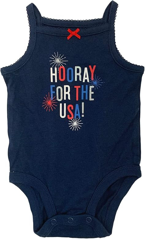 Carter's Infant Girls Navy Blue Hooray for The USA Patriotic Bodysuit Creeper Shirt | Amazon (US)