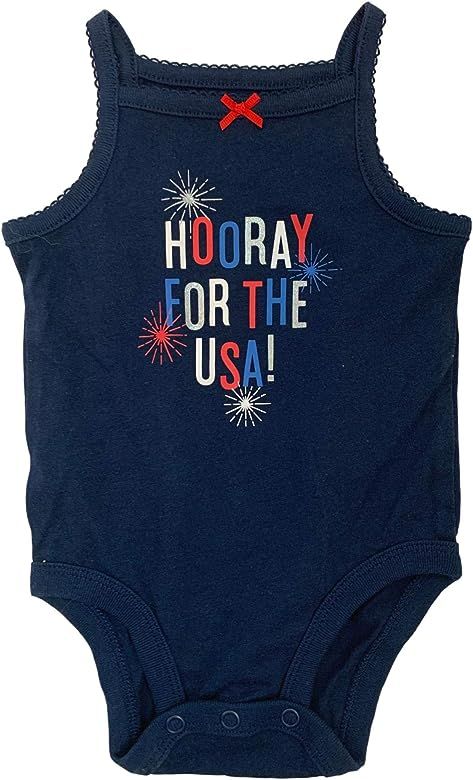 Carter's Infant Girls Navy Blue Hooray for The USA Patriotic Bodysuit Creeper Shirt | Amazon (US)