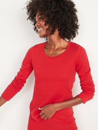Long-Sleeve Scoop-Neck Thermal Pajama T-shirt for Women | Old Navy (US)