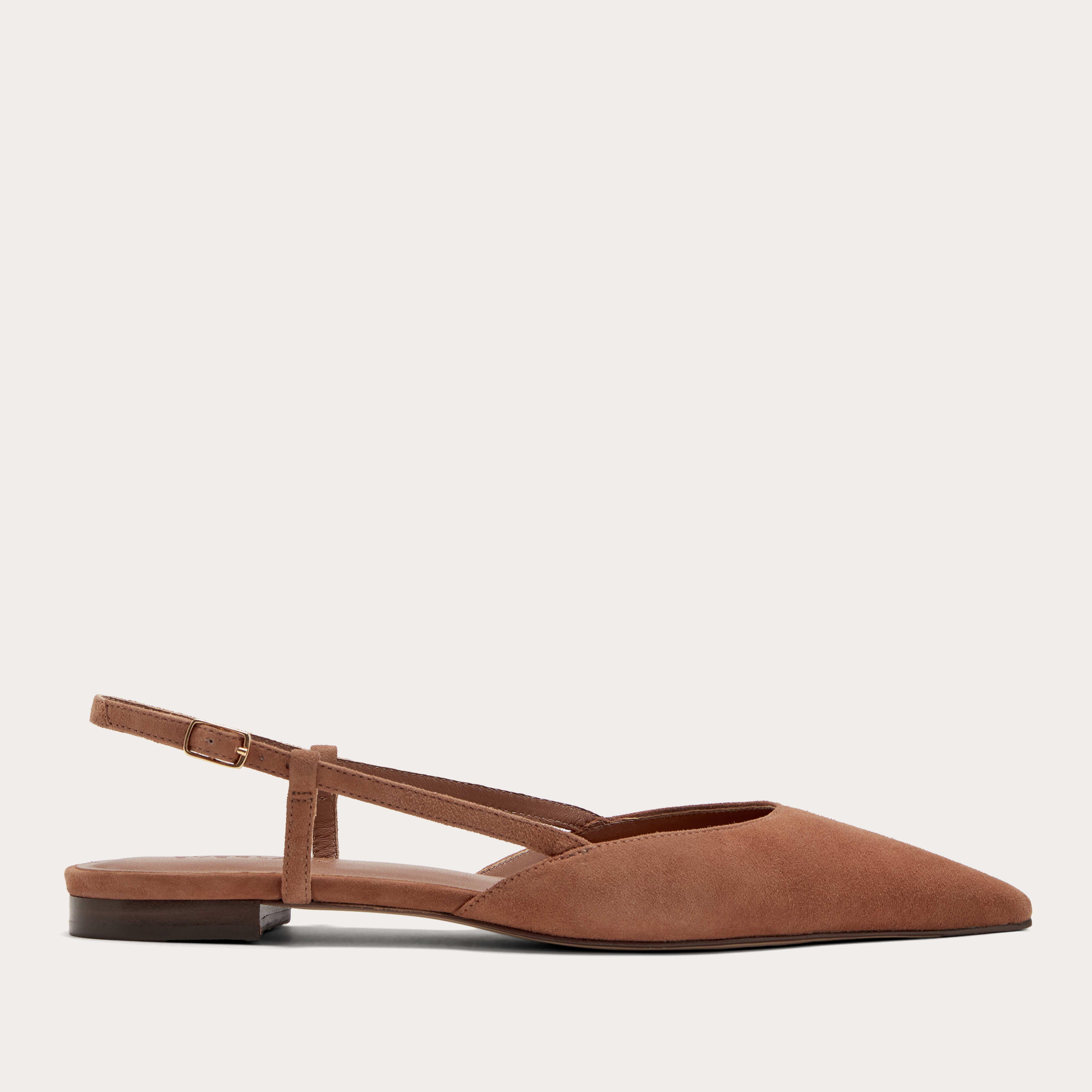 Studio Slingback Flat by Everlane in Saddle Brown Suede, Size 10 | Everlane