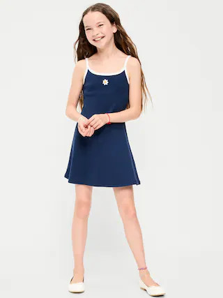 Sleeveless Fitted Ribbed Swing Dress for Girls | Old Navy (US)