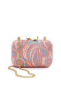 Click for more info about Kotur Jacquard Margo Clutch With Drop In Chain - Neon Paisley