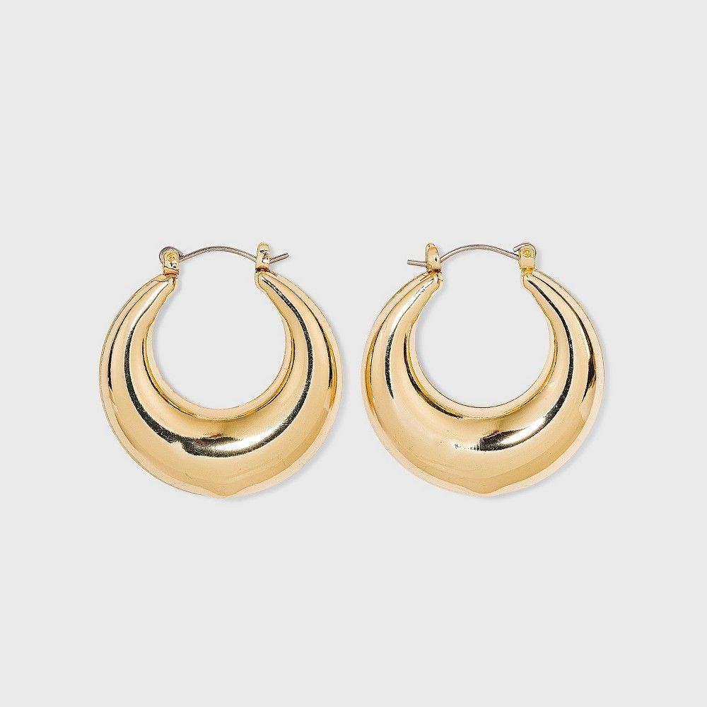 Thick Metal Hoop Earrings - A New Day Gold | Target