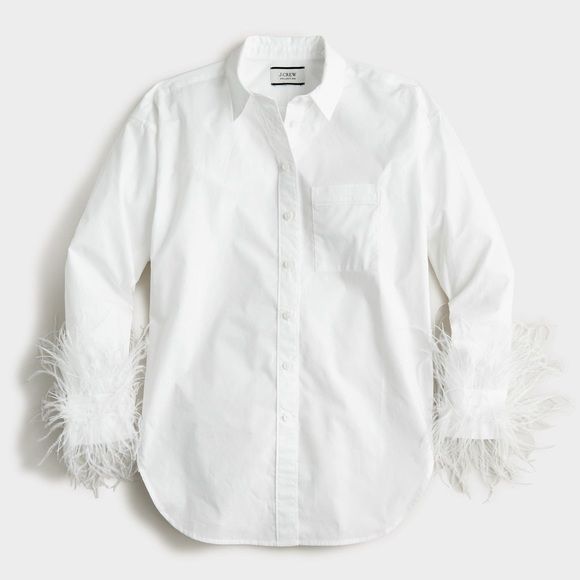 Ltd Edition - Sold Out Cotton Poplin Shirt with Feather Trim J.Crew Collection | Poshmark
