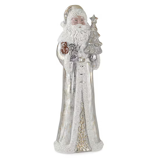 North Pole Trading Co. 20" Silver And Gold Resin Santa Christmas Tabletop Decor | JCPenney