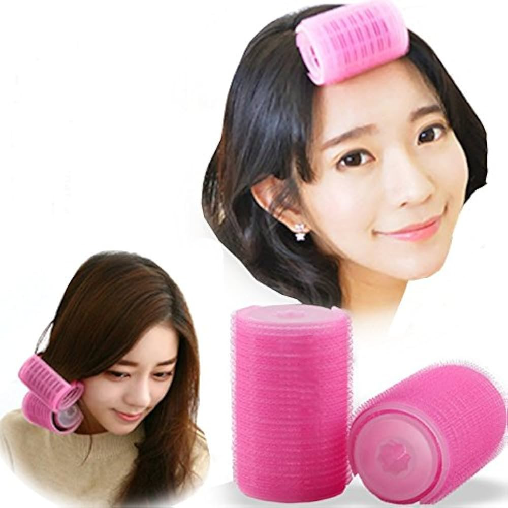 2PCS Double-Layer Bangs Hair Curlers Roller Hair Styling Tools, Pink | Amazon (US)