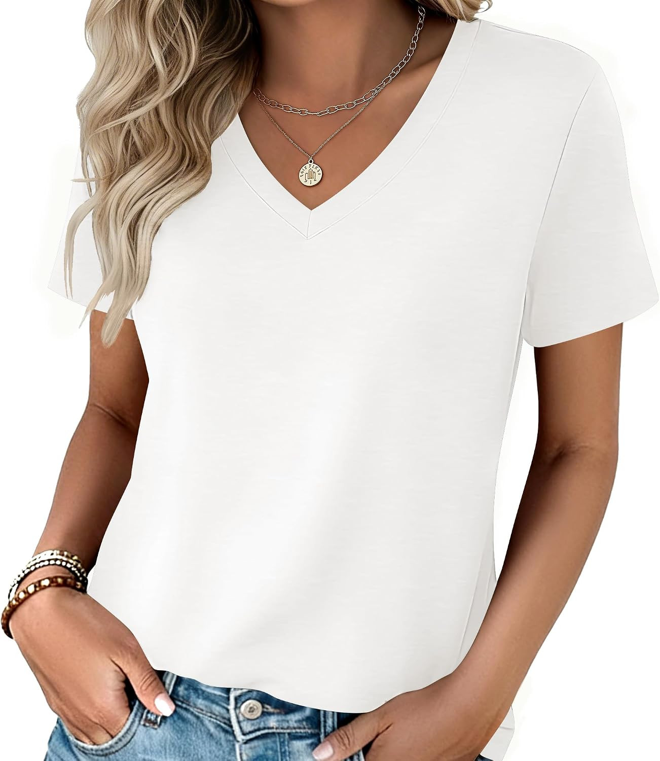 Zeagoo Womens V-Neck Tops Summer Casual Short Sleeve Tshirts S-3XL | Amazon (US)