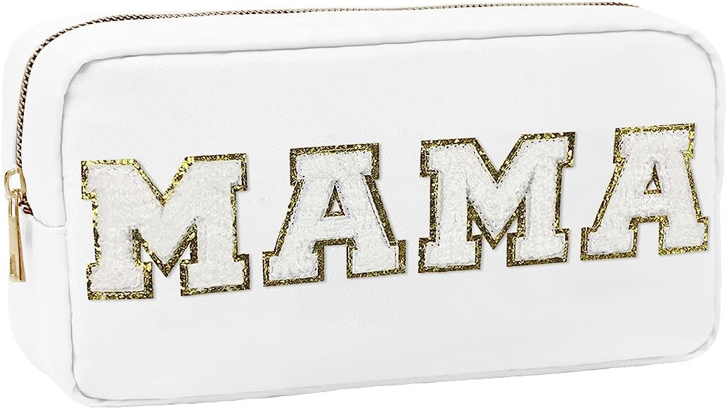 Sineda Chenille Letter Makeup Bag Clear Zipper Pouch with Patches Cosmetic Preppy Bag PVC Transpa... | Amazon (US)