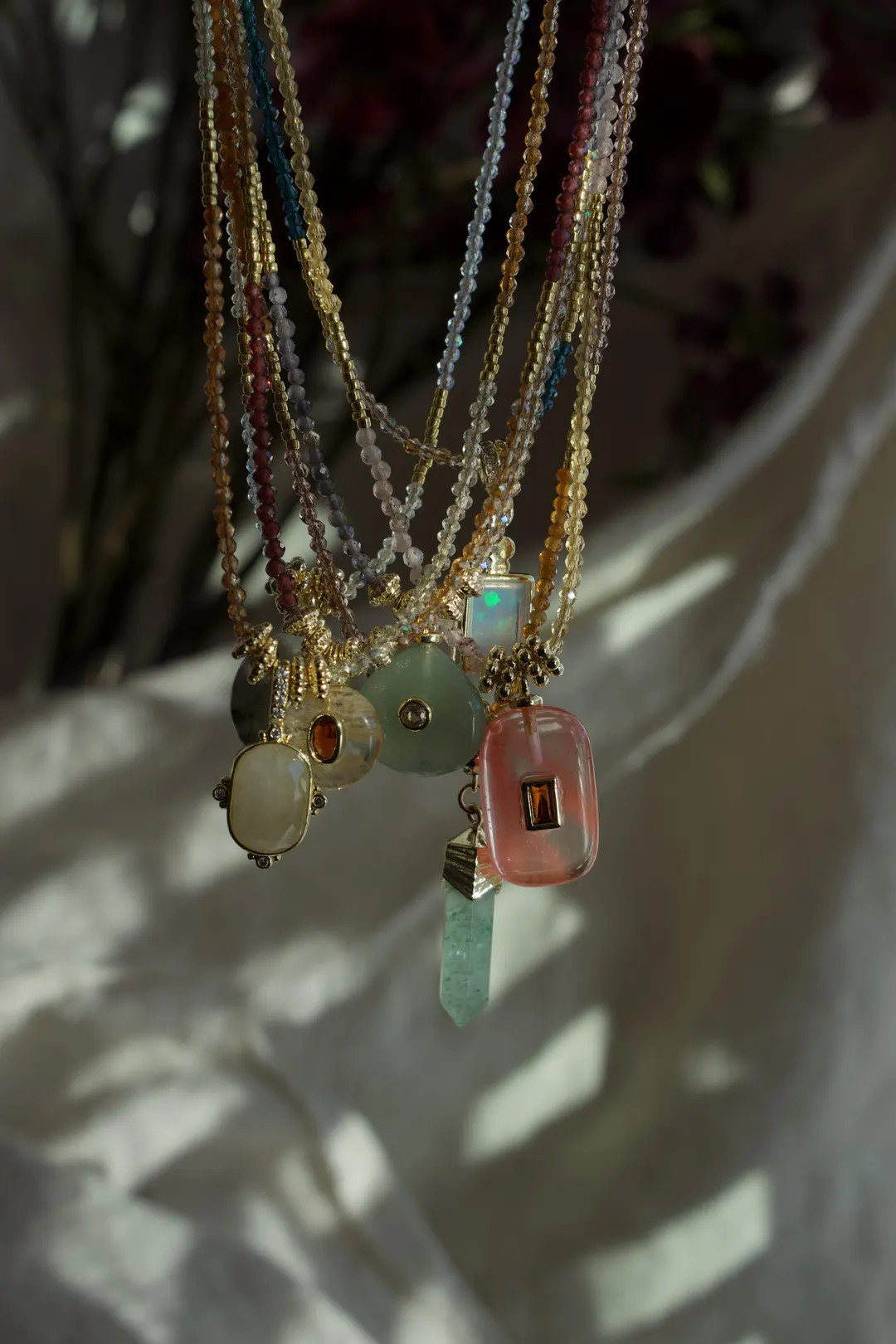 Dainty Beaded Gemstone Necklace, Sparkling Layering Jewelry, Gold Detail Stone Necklace, Minimali... | Etsy (US)