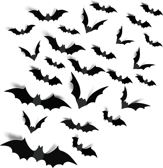 Halloween Party Supplies Hallween Decorations Bats Wall Decor 140PCS Realistic PVC 3D Black Scary... | Amazon (US)