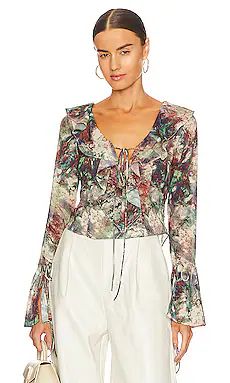 LPA Adrianne Flounce Blouse in Multi Abstract from Revolve.com | Revolve Clothing (Global)