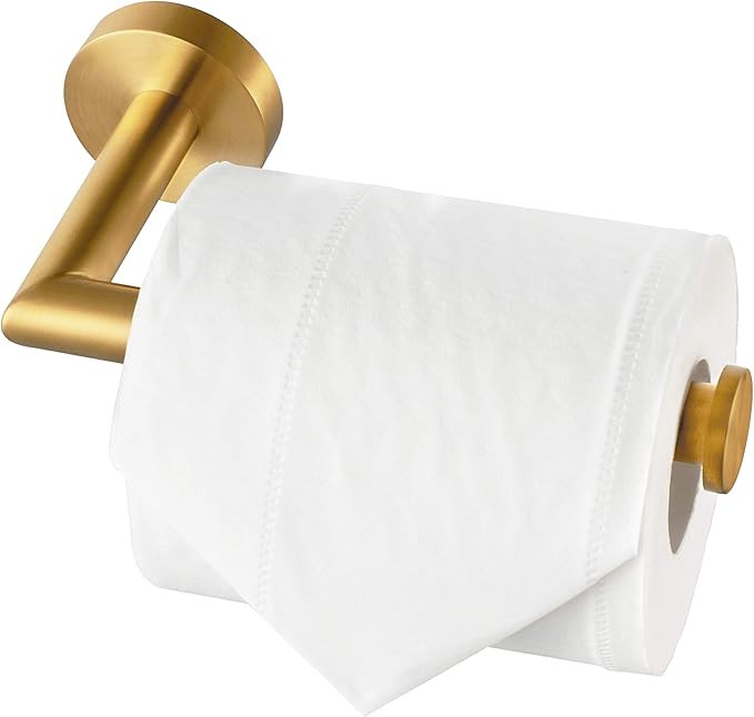 HITSLAM Brushed Gold Toilet Paper Holder Wall Mount SUS 304 Stainless Steel Brushed Brass Toilet ... | Amazon (US)