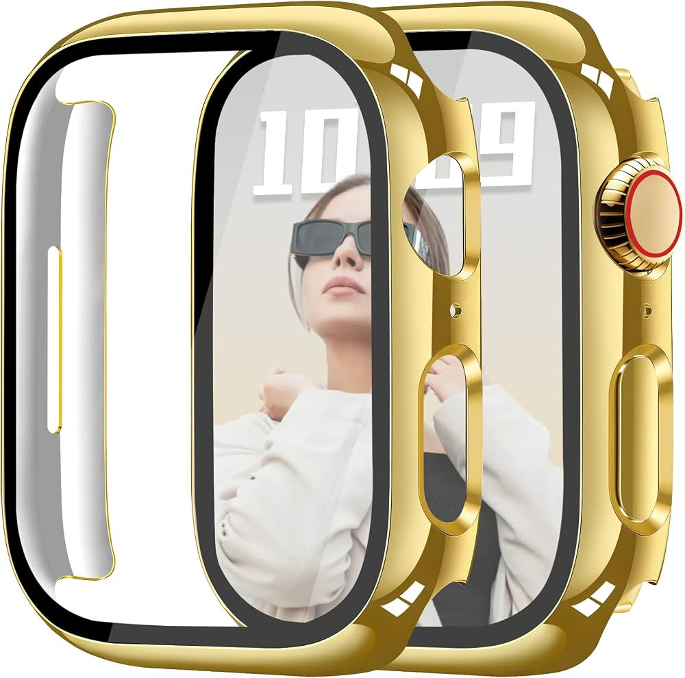 JR.DM 41mm 2 Pack Hard PC Case with HD Tempered Glass Screen Protector for Apple Watch Series 9/8... | Amazon (US)