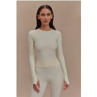 Eliana Long Sleeve Active Top - Ivory | MESHKI US
