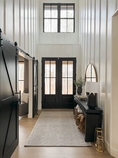 Entry way vibes. Modern, Neutral, Farmhouse.
Rug, console, lamp, mirror, decor and more 

#LTKhome