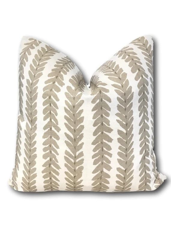 Schumacher Woodperry  Brown  Stripe Pillow Cover -  Veere Grenney Brown Stripe Pillow Cover w/ Iv... | Etsy (US)