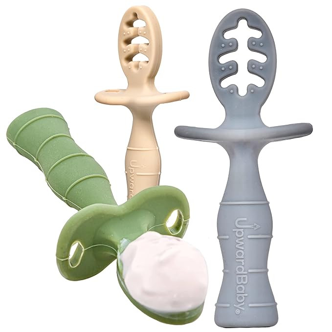 Amazon.com: Upward Baby Spoons 3 pack - Baby Spoons Self Feeding 6 Months - Chewable Toddler Uten... | Amazon (US)