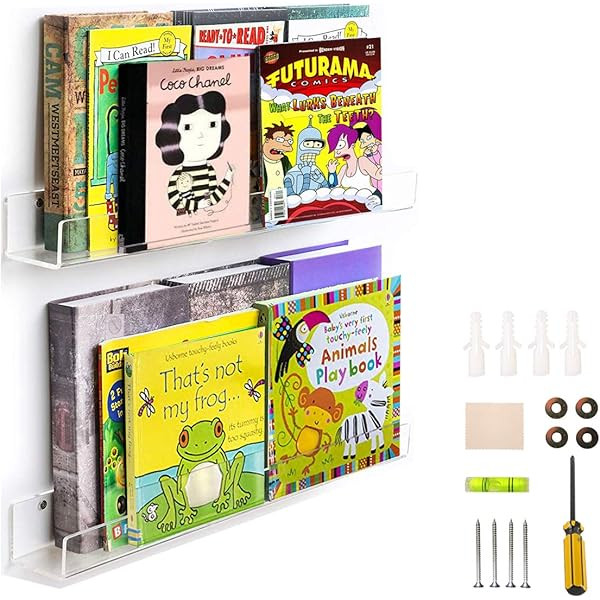 NIUBEE Acrylic Invisible Floating Bookshelves 24 inches, 2 Pack,Kids Clear Wall Bookshelves Displ... | Amazon (US)
