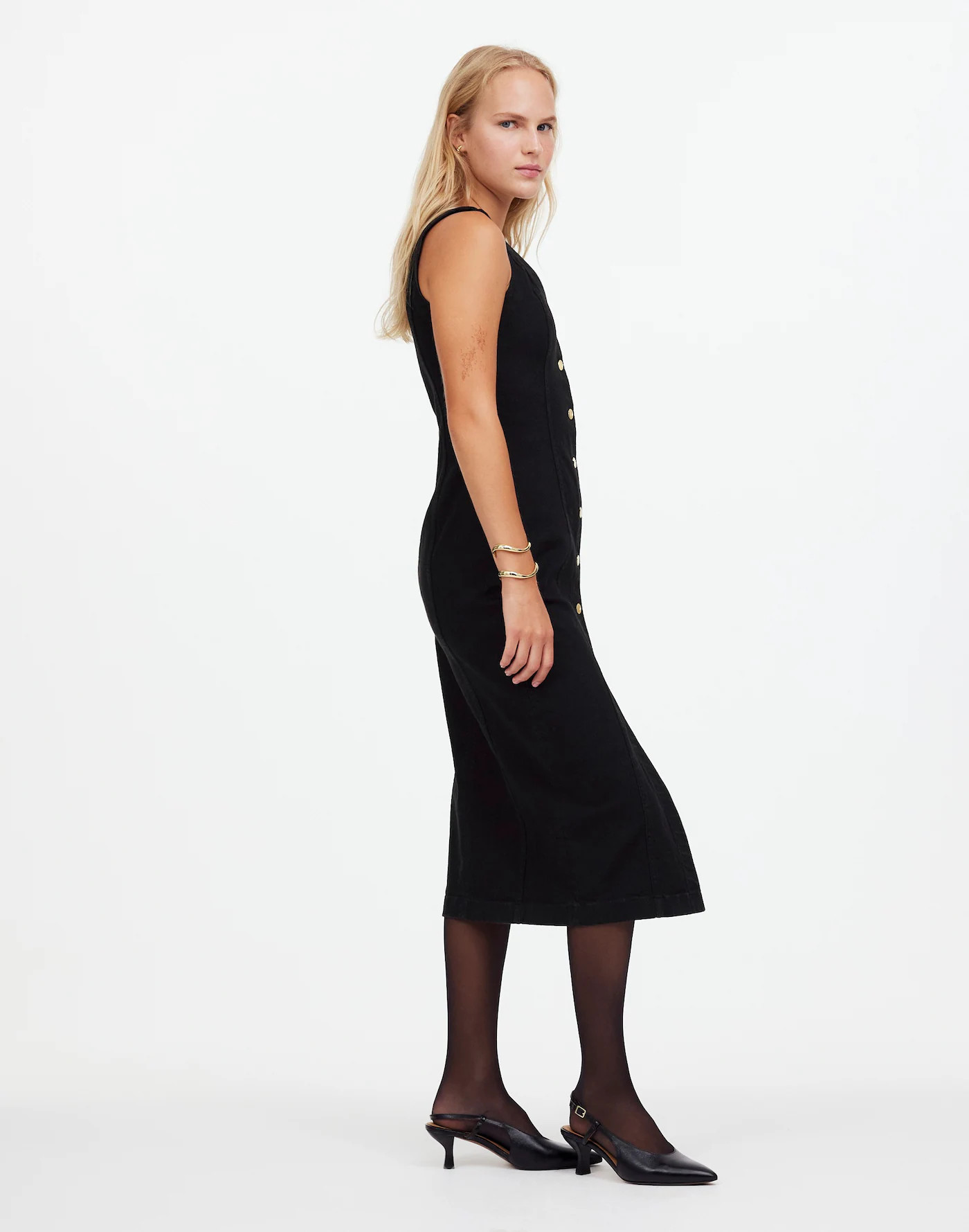 Denim V-Neck Midi Dress | Madewell | Madewell