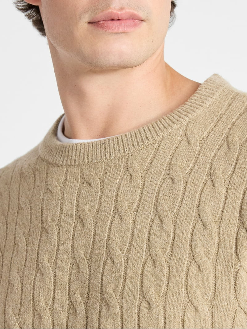 Free Assembly Men's Classic Cable Knit Sweater, Sizes XS-3XL | Walmart (US)