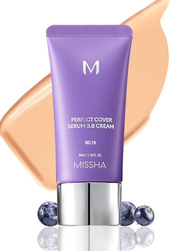 MISSHA M PERFECT COVER SERUM BB CREAM No.19 Ivory - Fair/Light with Warm Undertone, BB Cream by Cardi B Pick, Skin Tint, Tinted Moisturizer, Skin Care Foundation Makeup, Korean Makeup,1.18 Fl oz | Amazon (US)