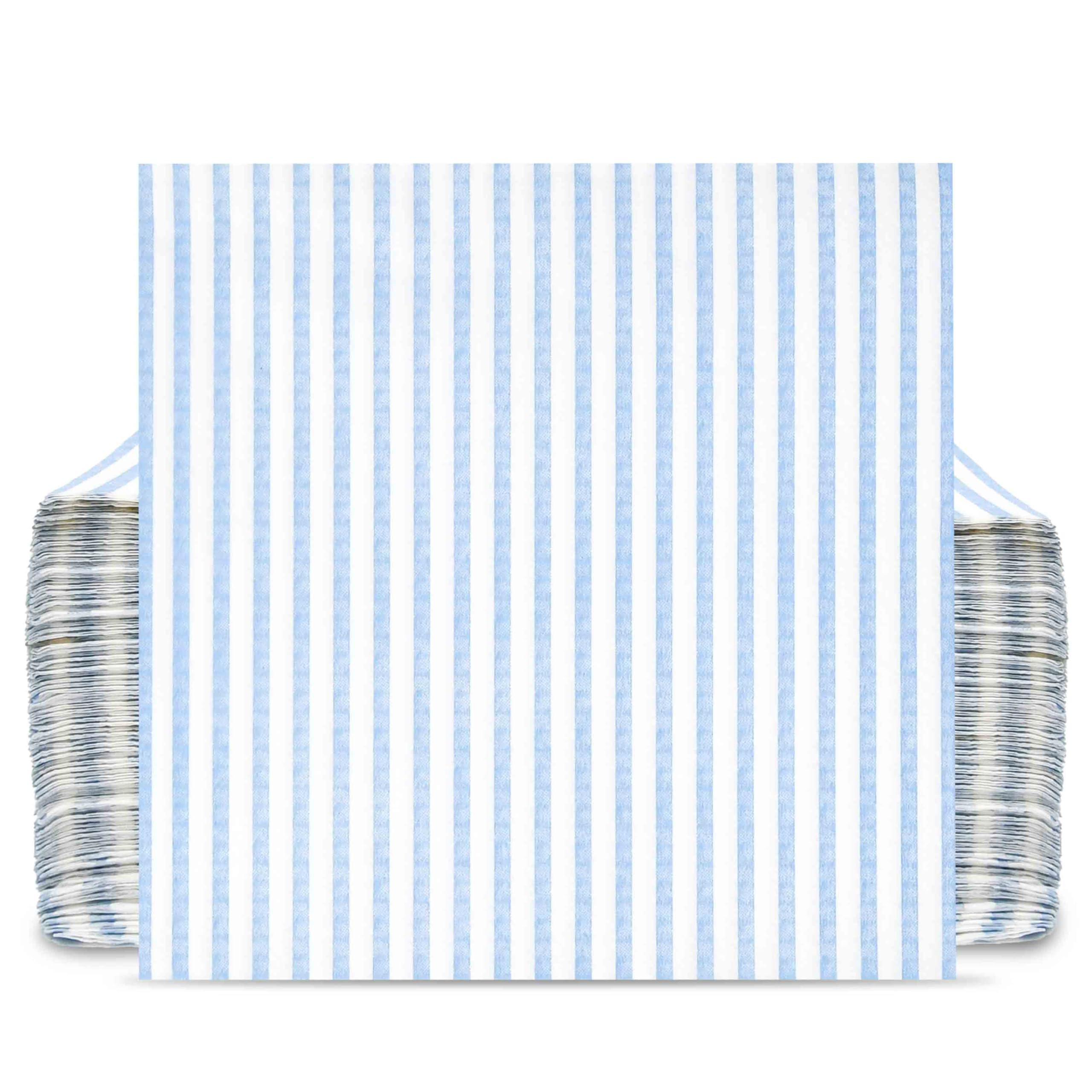 Amazon.com | 100 Pcs Light Blue & White Stripe Cocktail Beverage Napkins Disposable Paper Thin St... | Amazon (US)