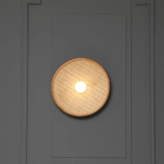 NIKOS Rattan Weaved Wall Sconce Globe Sconce Minimal Sconce Light  Wall Lamp Mid Century Sconce | Etsy (US)