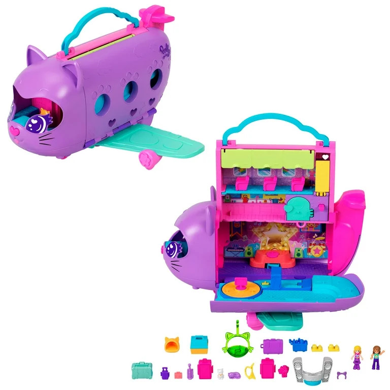 Polly Pocket Kitty Airways Playset with 2 Micro Dolls and Pet, Airplane Travel Toy with Accessori... | Walmart (US)