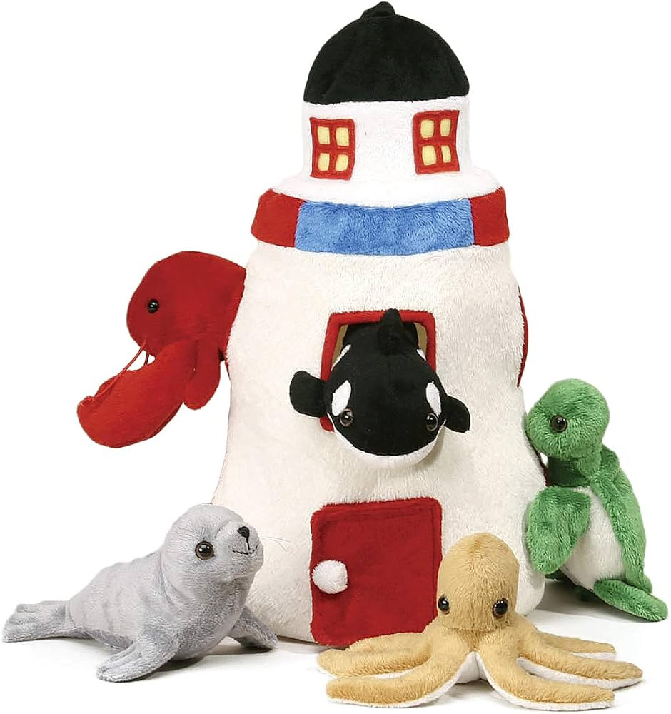 Plush Lighthouse with Animals - Five (5) Stuffed Sea Animals (Orca, Lobster, Sea Turtle, Seal, Oc... | Amazon (US)
