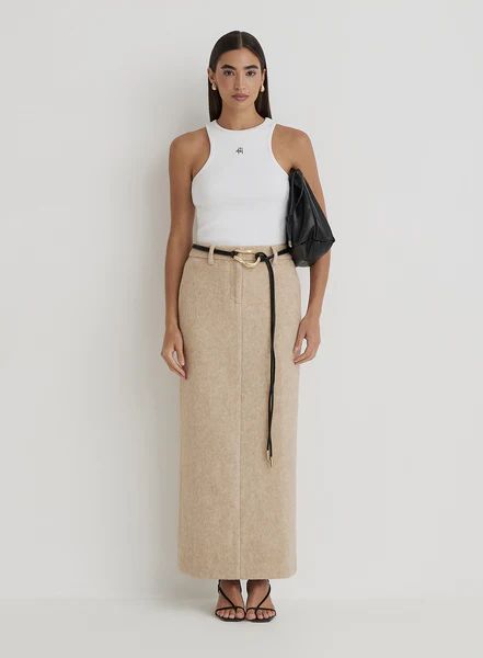 Beige Wool Maxi Skirt- Sammy | 4th & Reckless