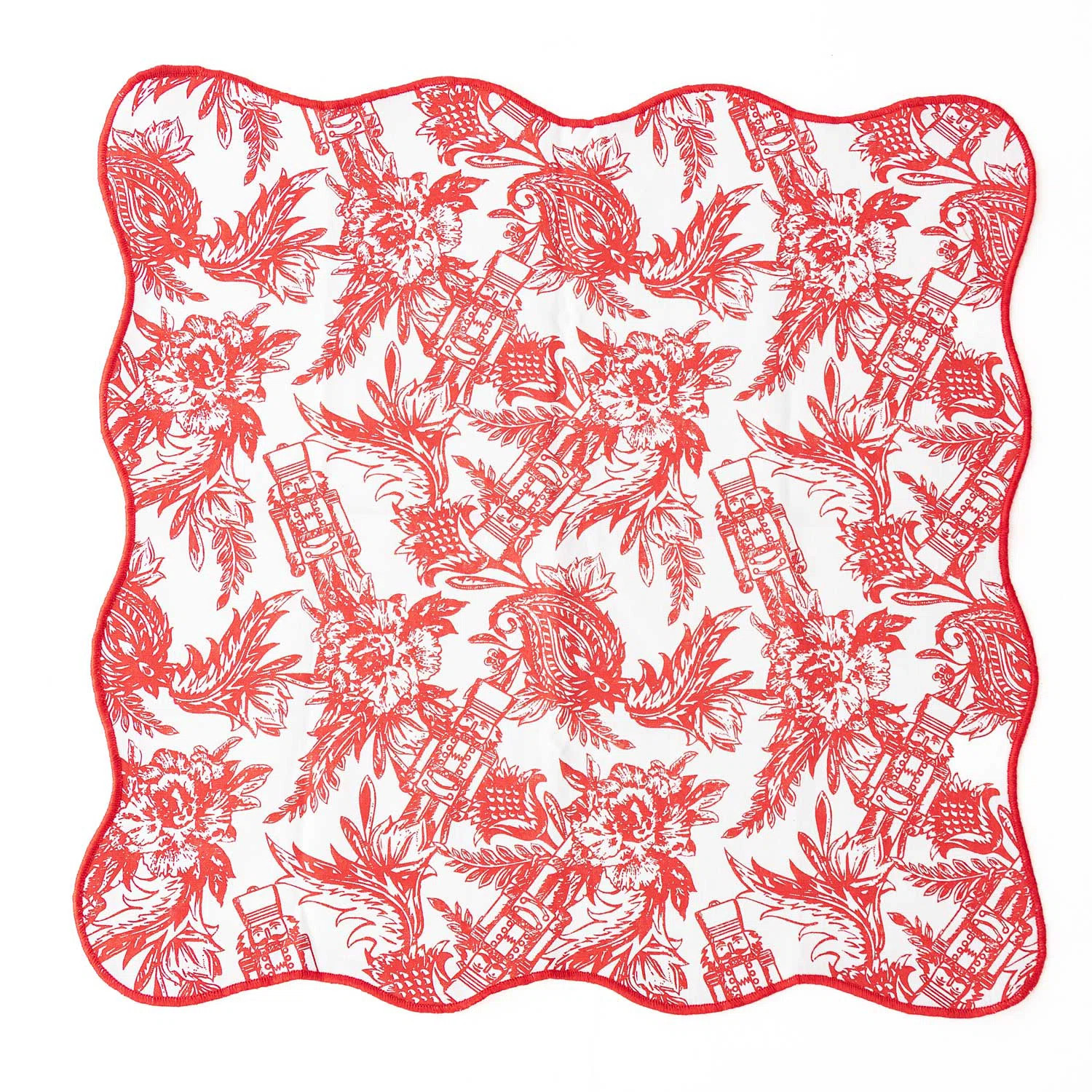 Nutcracker Toile Scalloped Dinner Napkin (Set of 12) | Birch Lane