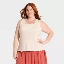 Women's Ruffle Heirloom Tank Top - Universal Thread\u2122 White 4X | Target