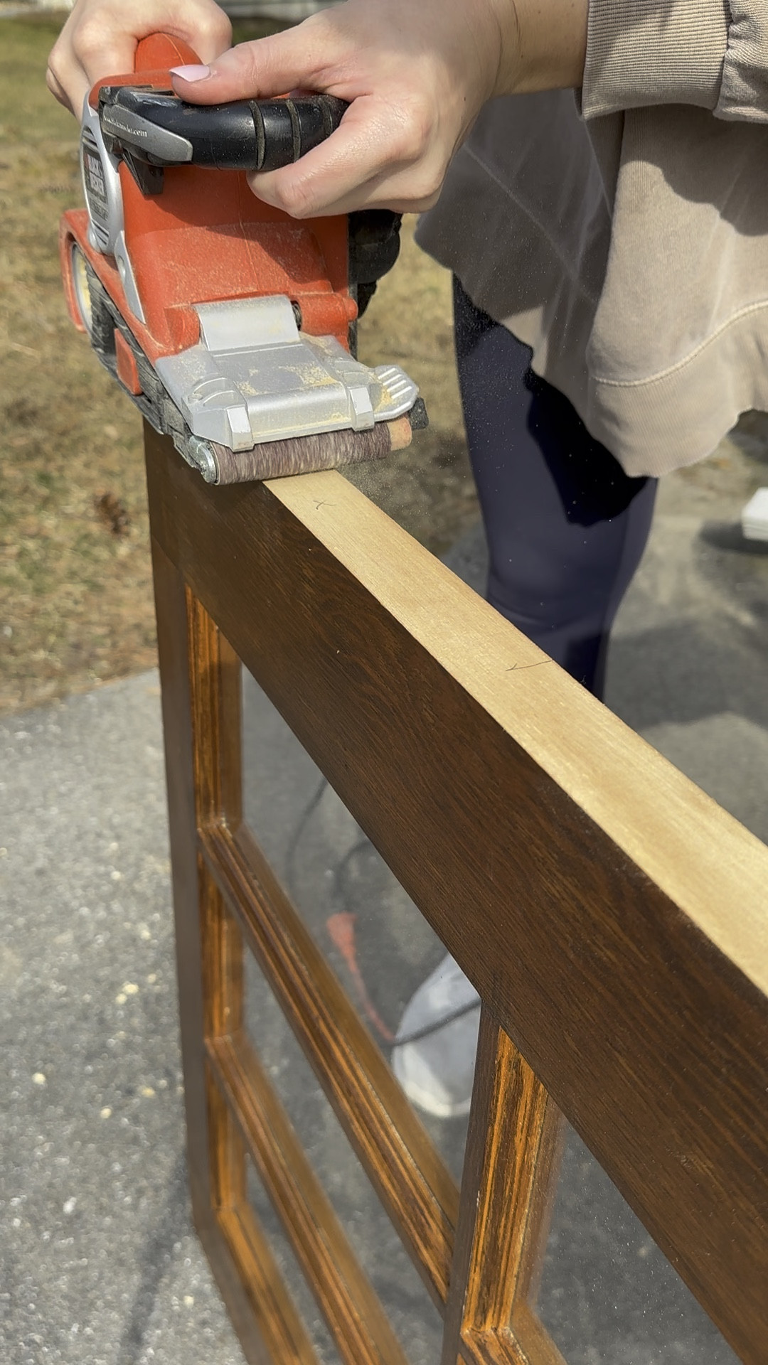 Using my belt sander to shave this antique door down to fit in the door frame. 

Black and Decker, Dewalt, Ryobi, DIY, power tools, home improvement 

#LTKhome