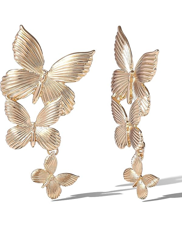 Jessica Simpson Gold-Tone Butterfly Earrings for Women, Drop or Hoop Earrings with Butterflies an... | Amazon (US)